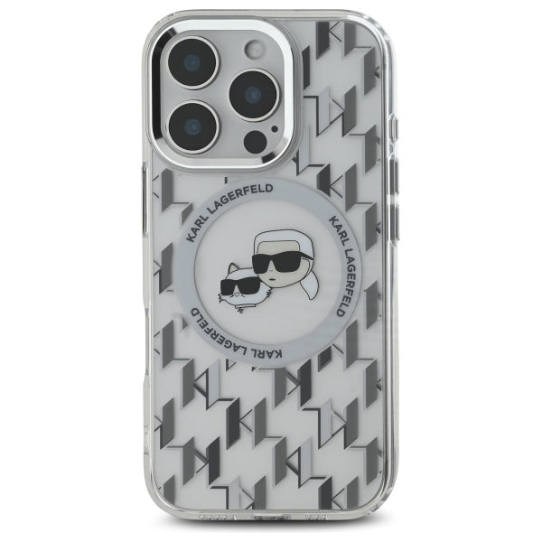 MagSafe-deksel for Apple iPhone 16 Pro, Karl Lagerfeld, IML Monogram Karl & Choupette's Heads, Gjennomsiktig