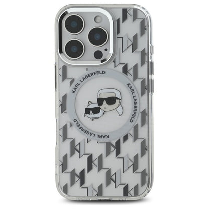 MagSafe-deksel for Apple iPhone 16 Pro, Karl Lagerfeld, IML Monogram Karl & Choupette's Heads, Gjennomsiktig
