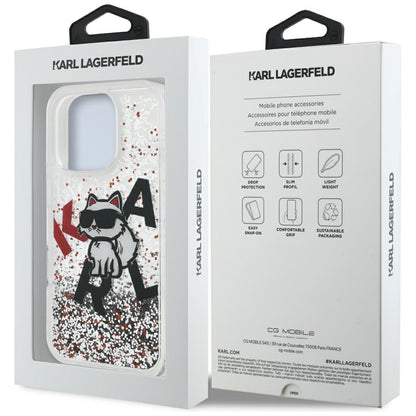 MagSafe-deksel for Apple iPhone 16 Pro, Karl Lagerfeld, Liquid Glitter Choupette Logo, Gjennomsiktig