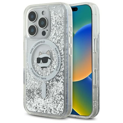 MagSafe-deksel for Apple iPhone 16 Pro, Karl Lagerfeld, Liquid Glitter Choupette's Head, Gjennomsiktig