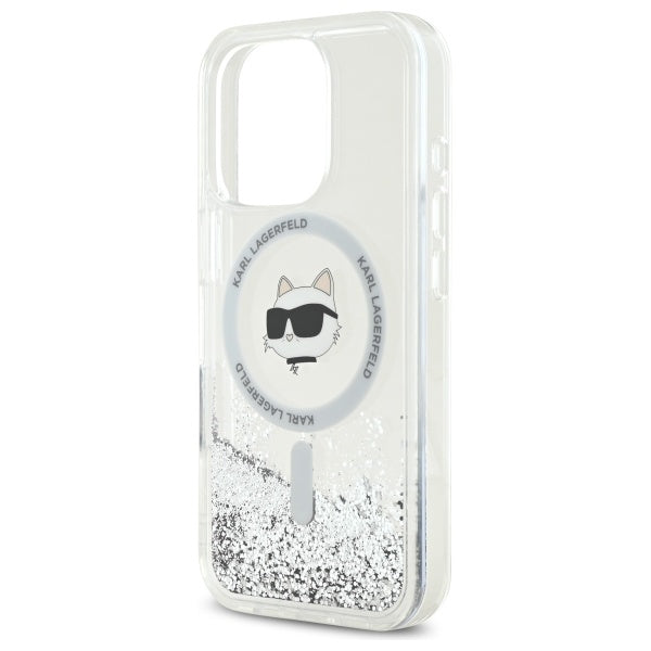 MagSafe-deksel for Apple iPhone 16 Pro, Karl Lagerfeld, Liquid Glitter Choupette's Head, Gjennomsiktig