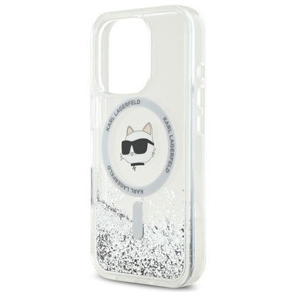 MagSafe-deksel for Apple iPhone 16 Pro, Karl Lagerfeld, Liquid Glitter Choupette's Head, Gjennomsiktig