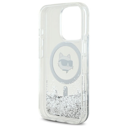 MagSafe-deksel for Apple iPhone 16 Pro, Karl Lagerfeld, Liquid Glitter Choupette's Head, Gjennomsiktig