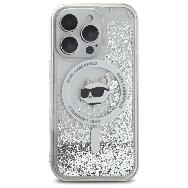 MagSafe-deksel for Apple iPhone 16 Pro, Karl Lagerfeld, Liquid Glitter Choupette's Head, Gjennomsiktig