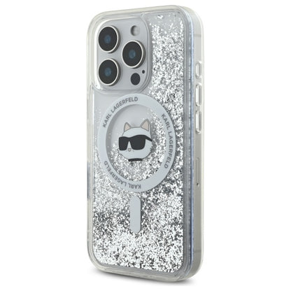 MagSafe-deksel for Apple iPhone 16 Pro, Karl Lagerfeld, Liquid Glitter Choupette's Head, Gjennomsiktig