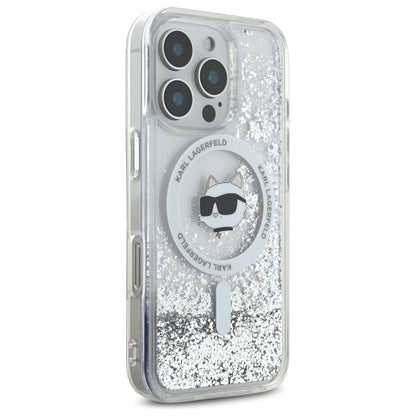 MagSafe-deksel for Apple iPhone 16 Pro, Karl Lagerfeld, Liquid Glitter Choupette's Head, Gjennomsiktig