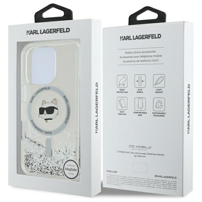 MagSafe-deksel for Apple iPhone 16 Pro, Karl Lagerfeld, Liquid Glitter Choupette's Head, Gjennomsiktig
