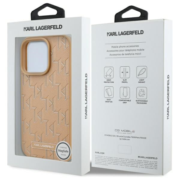 MagSafe-deksel for Apple iPhone 16 Pro, Karl Lagerfeld, Monogram Metal Logo, Beige