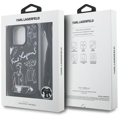 MagSafe-deksel for Apple iPhone 16 Pro, Karl Lagerfeld, Saffiano Crossbody, Svart