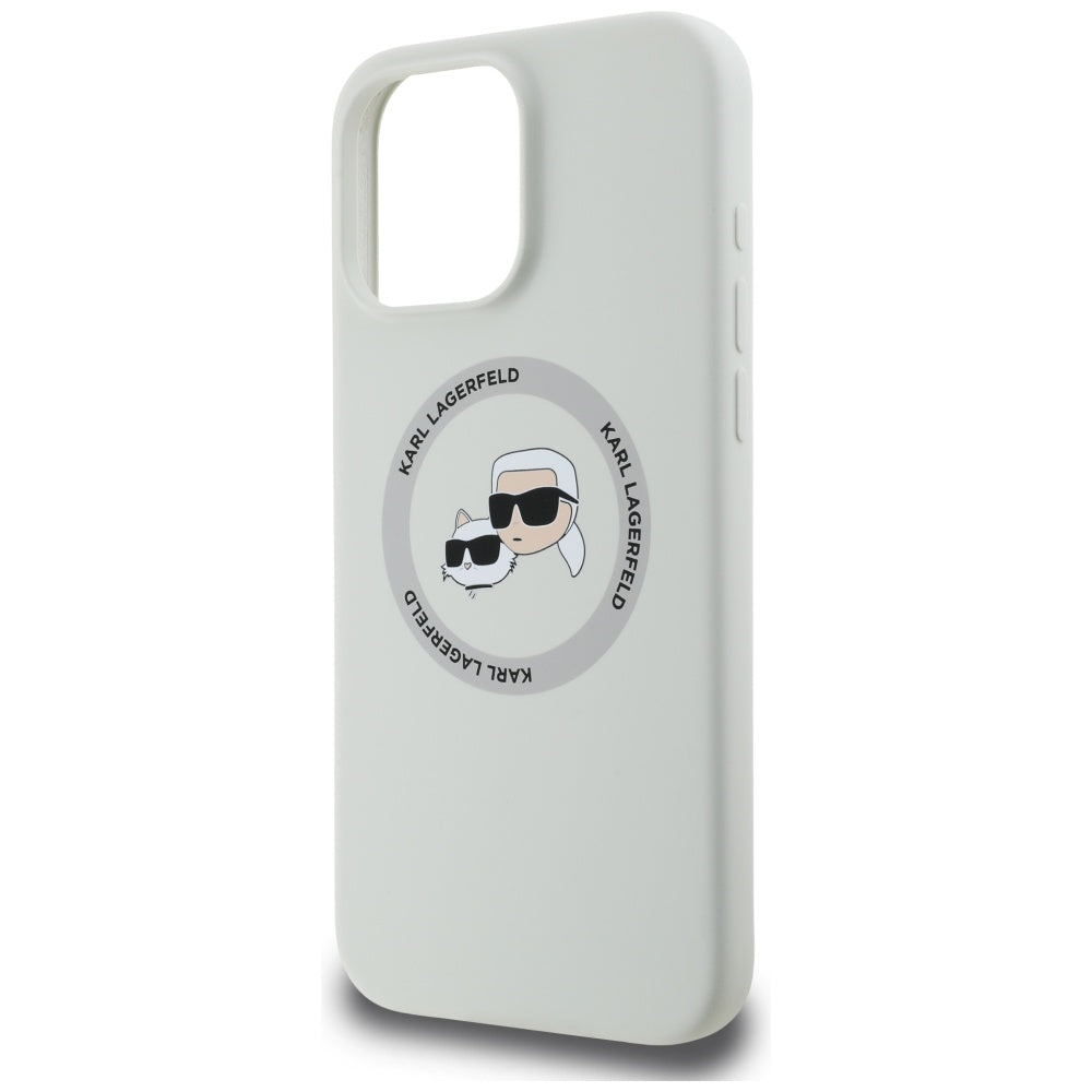 MagSafe-deksel for Apple iPhone 16 Pro, Karl Lagerfeld, Silikon Karl & Choupette's Heads, Beige