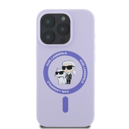 MagSafe-deksel for Apple iPhone 16 Pro, Karl Lagerfeld, Silicone Ring Karl & Choupette, Lilla