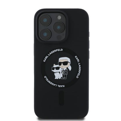 MagSafe-deksel for Apple iPhone 16 Pro, Karl Lagerfeld, Silicone Ring Karl & Choupette, Svart