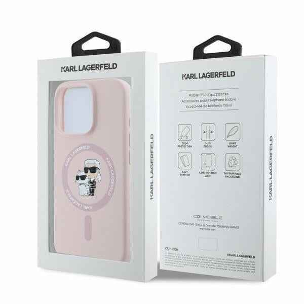 MagSafe-deksel for Apple iPhone 16 Pro, Karl Lagerfeld, Silicone Ring Karl & Choupette, Rosa