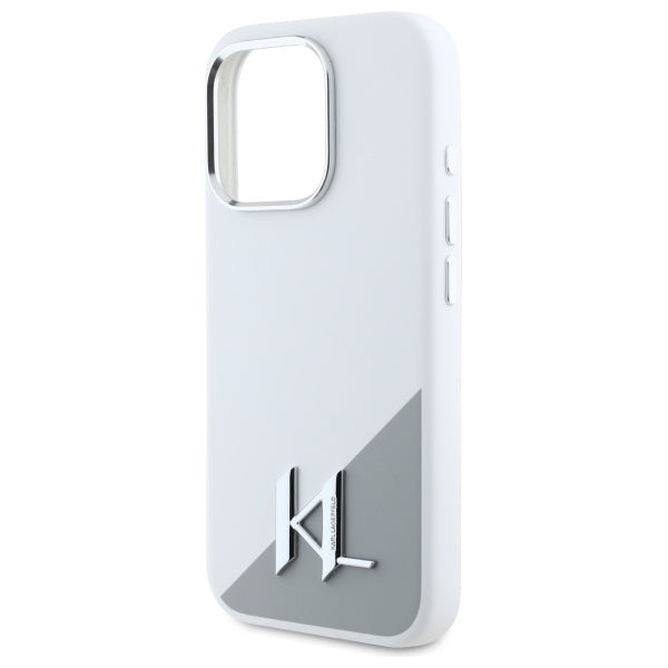 MagSafe-deksel for Apple iPhone 16 Pro, Karl Lagerfeld, Silicone Shadow Metal Initial, Hvit