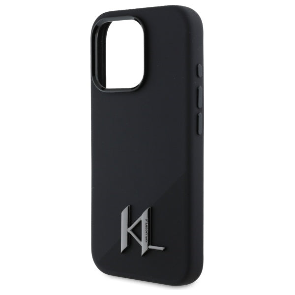 MagSafe-deksel for Apple iPhone 16 Pro, Karl Lagerfeld, Silicone Shadow Metal Initial, Svart
