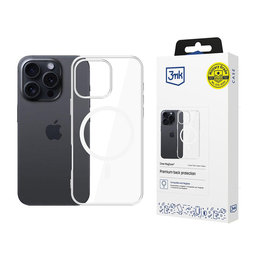 MagSafe-deksel for Apple iPhone 16 Pro Max, 3MK, Clear MagCase, Transparent