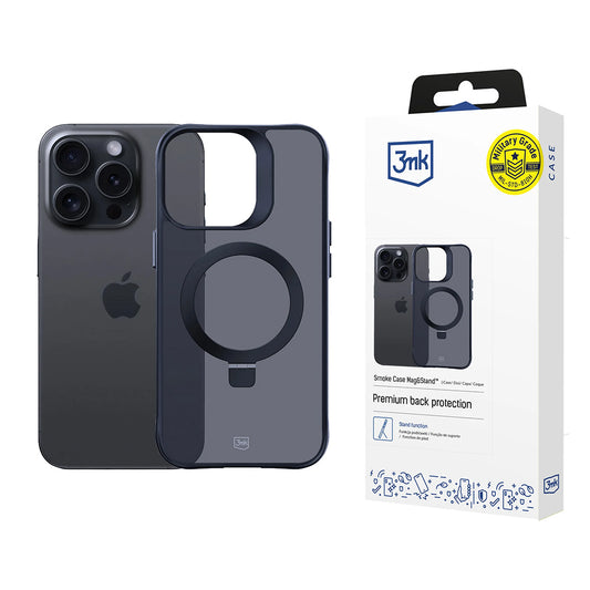 MagSafe-deksel for Apple iPhone 16 Pro Max, 3MK, Smoke MagStand, Svart