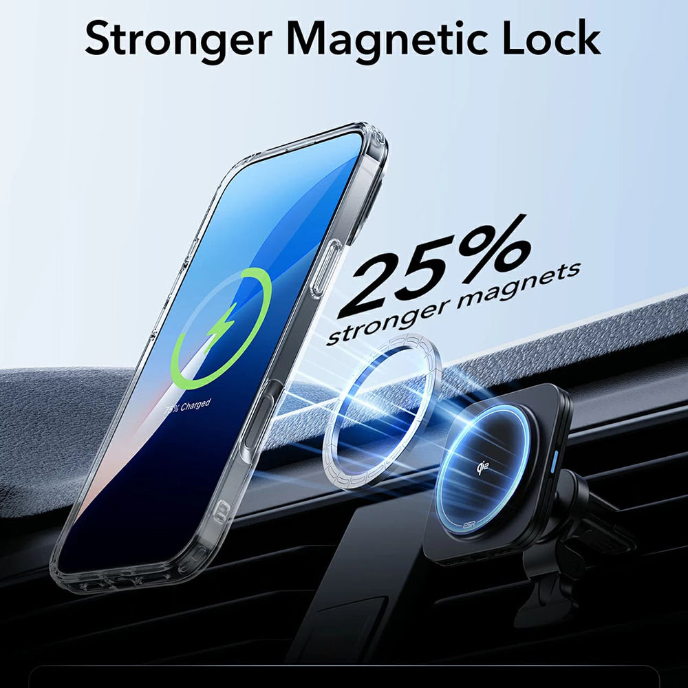 MagSafe-deksel for Apple iPhone 16 Pro Max, ESR, Classic Hybrid Kickstand, Svart Transparent