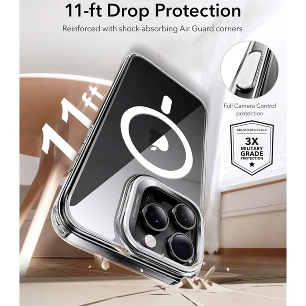MagSafe-deksel for Apple iPhone 16 Pro Max, ESR, Classic Hybrid Kickstand Slide, Gjennomsiktig