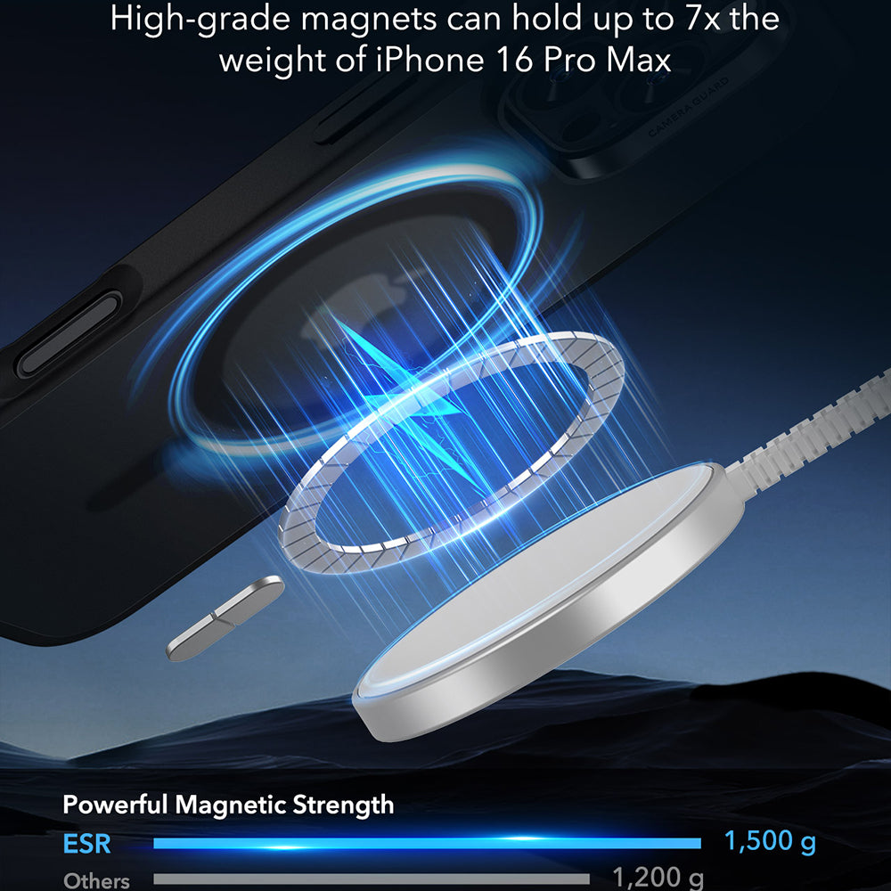 MagSafe-deksel for Apple iPhone 16 Pro Max, ESR, Classic Hybrid, Satinert svart
