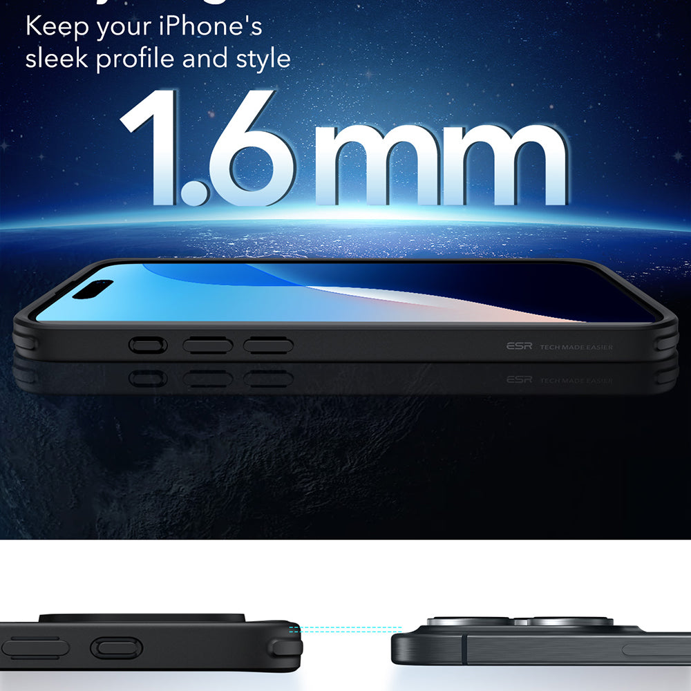 MagSafe-deksel for Apple iPhone 16 Pro Max, ESR, Classic Hybrid, Svart Gjennomsiktig