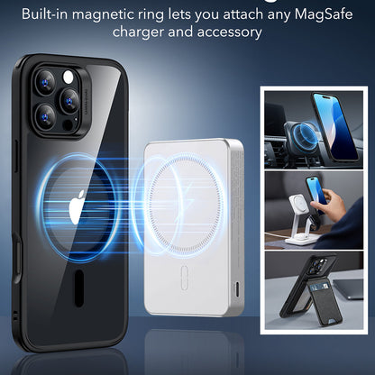 MagSafe-deksel for Apple iPhone 16 Pro Max, ESR, Classic Hybrid, Svart Gjennomsiktig
