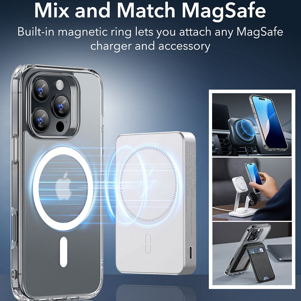 MagSafe-deksel for Apple iPhone 16 Pro Max, ESR, Classic Hybrid, Sateng Transparent