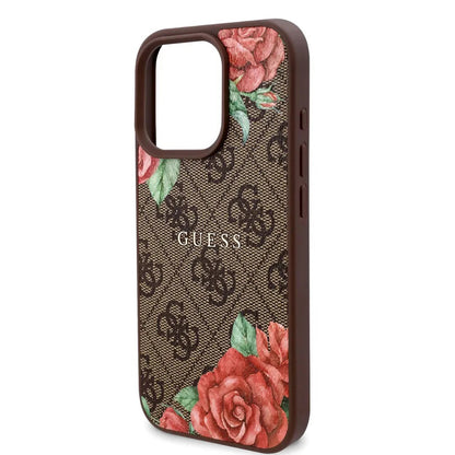 MagSafe-deksel for Apple iPhone 16 Pro Max, Guess, 4G Flowers Print, Brun