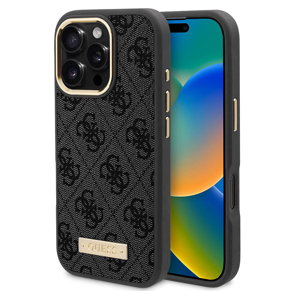 MagSafe-deksel for Apple iPhone 16 Pro Max, Guess, 4G Logo Plate, Svart