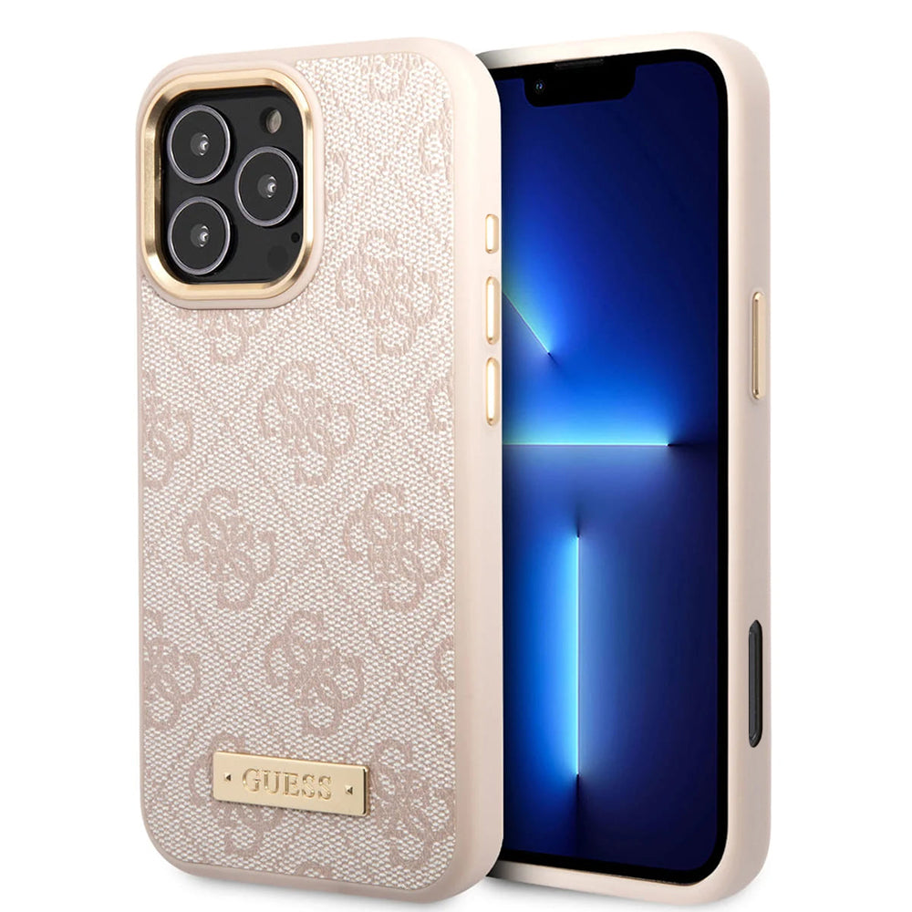 MagSafe-deksel for Apple iPhone 16 Pro Max, Guess, 4G Logo Plate, Rosa