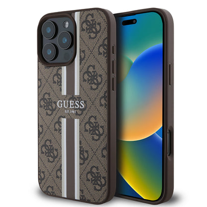 MagSafe-deksel for Apple iPhone 16 Pro Max, Guess, 4G Printed Stripes, Brun