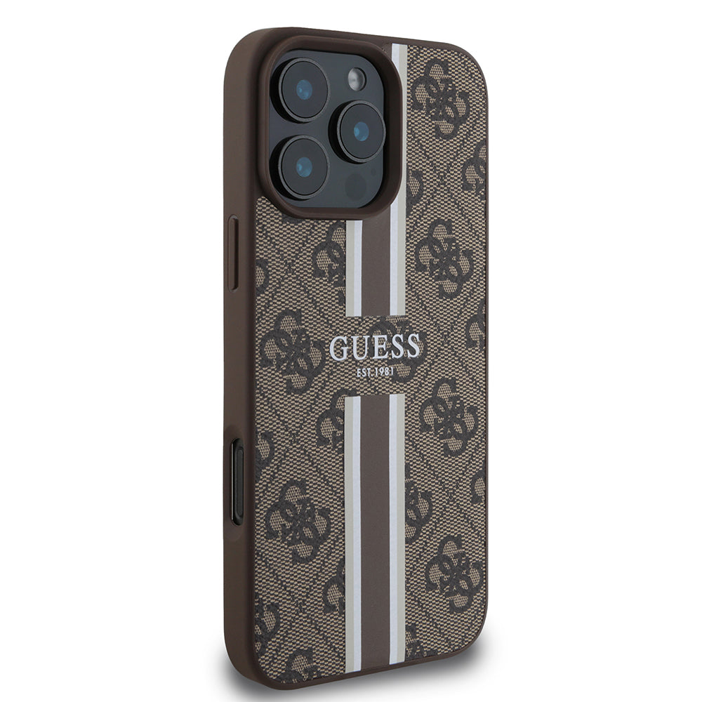 MagSafe-deksel for Apple iPhone 16 Pro Max, Guess, 4G Printed Stripes, Brun