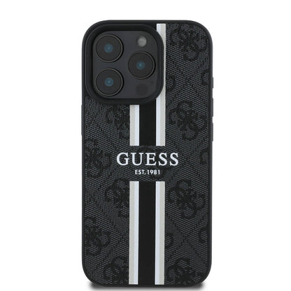 MagSafe-deksel for Apple iPhone 16 Pro Max, Guess, 4G Printed Stripes, Svart