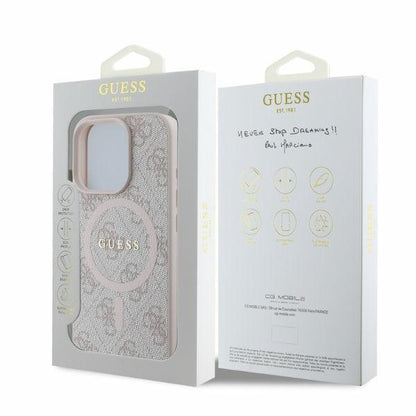 MagSafe-deksel for Apple iPhone 16 Pro Max, Guess, 4G Ring Classic Logo, Rosa