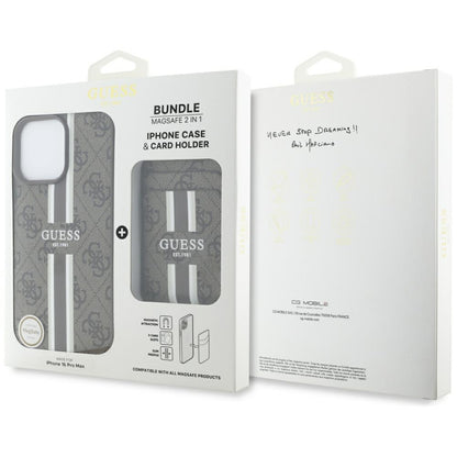 MagSafe-deksel for Apple iPhone 16 Pro Max, Guess, Cardslot 4G Stripes, Brun