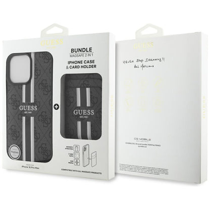 MagSafe-deksel for Apple iPhone 16 Pro Max, Guess, Cardslot 4G Stripes, Svart