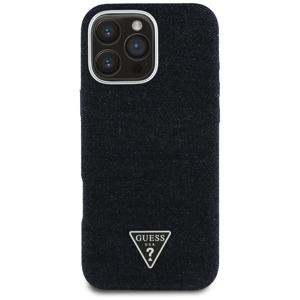 MagSafe deksel for Apple iPhone 16 Pro Max, Guess, Denim Triangle Logo, Svart