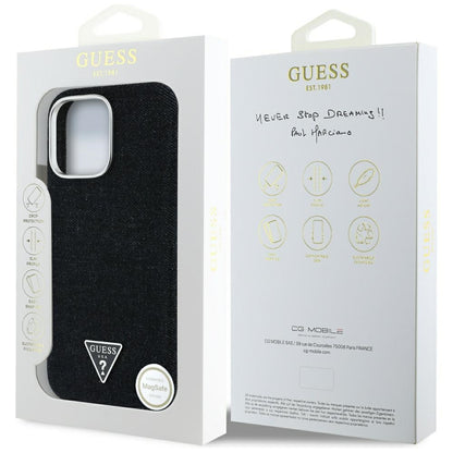 MagSafe deksel for Apple iPhone 16 Pro Max, Guess, Denim Triangle Logo, Svart