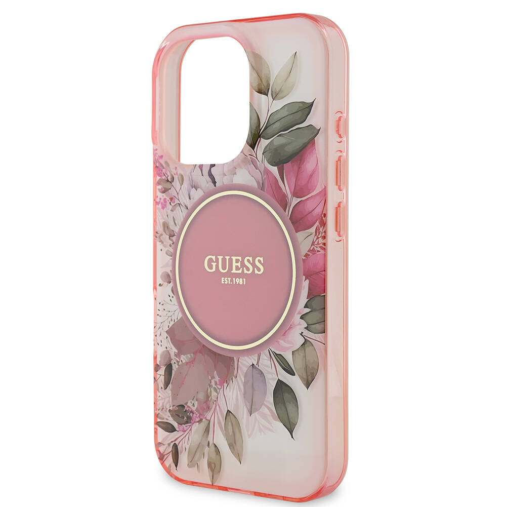 MagSafe-deksel for Apple iPhone 16 Pro Max, Guess, IML Flower & Tonal Circle, Rosa