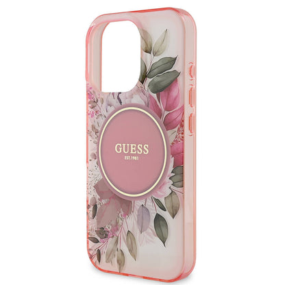MagSafe-deksel for Apple iPhone 16 Pro Max, Guess, IML Flower & Tonal Circle, Rosa