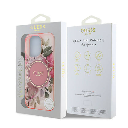 MagSafe-deksel for Apple iPhone 16 Pro Max, Guess, IML Flower & Tonal Circle, Rosa