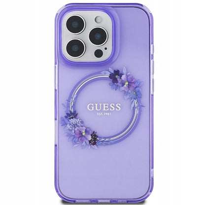 MagSafe-deksel for Apple iPhone 16 Pro Max, Guess, IML Flowers Wreath, Lilla