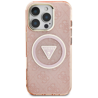 MagSafe-deksel for Apple iPhone 16 Pro Max, Guess, IML Glitter 4G Circle Triangle, Rosa