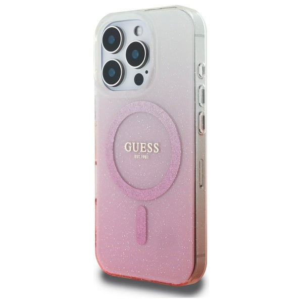 MagSafe-deksel for Apple iPhone 16 Pro Max, Guess, IML Glitter Gradient, Rosa