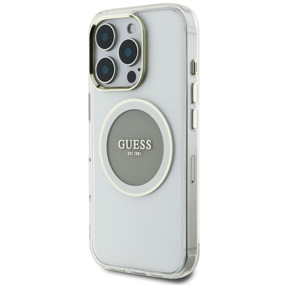 MagSafe-deksel for Apple iPhone 16 Pro Max, Guess, IML Metal Colored Circle, Grå