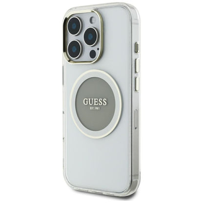MagSafe-deksel for Apple iPhone 16 Pro Max, Guess, IML Metal Colored Circle, Grå