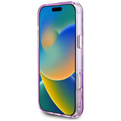 MagSafe-deksel for Apple iPhone 16 Pro Max, Guess, IML Metal Glitter Flowers Triangle, Lilla