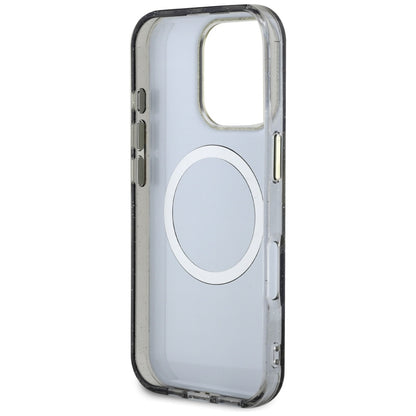 MagSafe-deksel for Apple iPhone 16 Pro Max, Guess, IML Metal Glitter Flowers Triangle, Svart