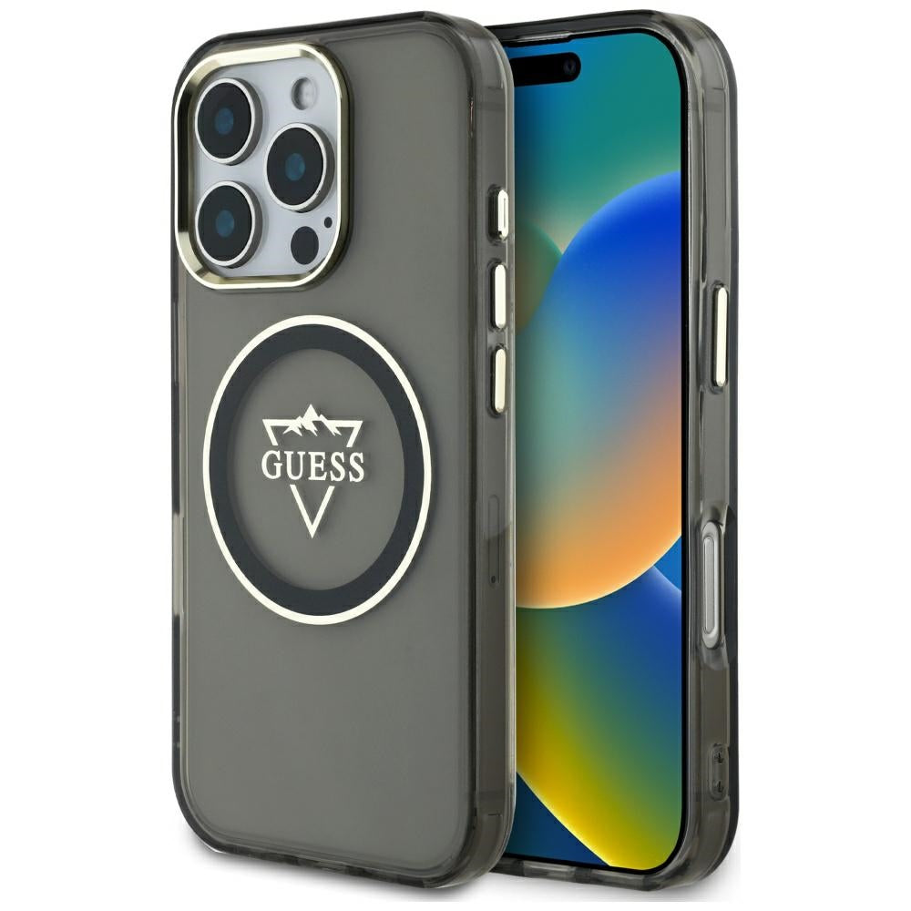 MagSafe-deksel for Apple iPhone 16 Pro Max, Guess, IML Metal Mountain Logo, Svart