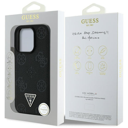 MagSafe-deksel for Apple iPhone 16 Pro Max, Guess, Peony Grained Hot Stamp Triangle, Svart